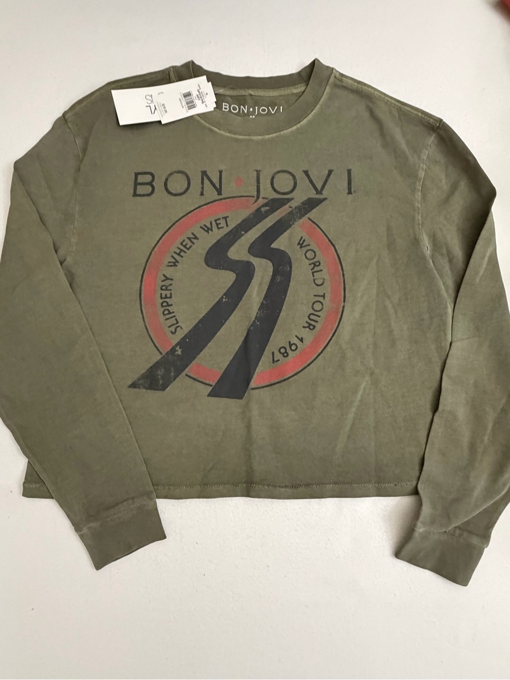NWT Bon Jovi Slippery When Wet Cropped Long Sleeve Top M
